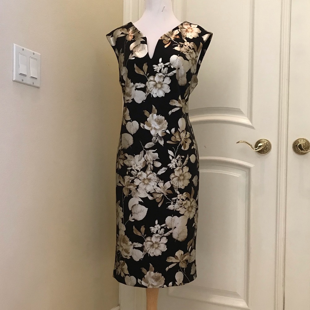NWT NY & C metallic foil pattern over black knit dress